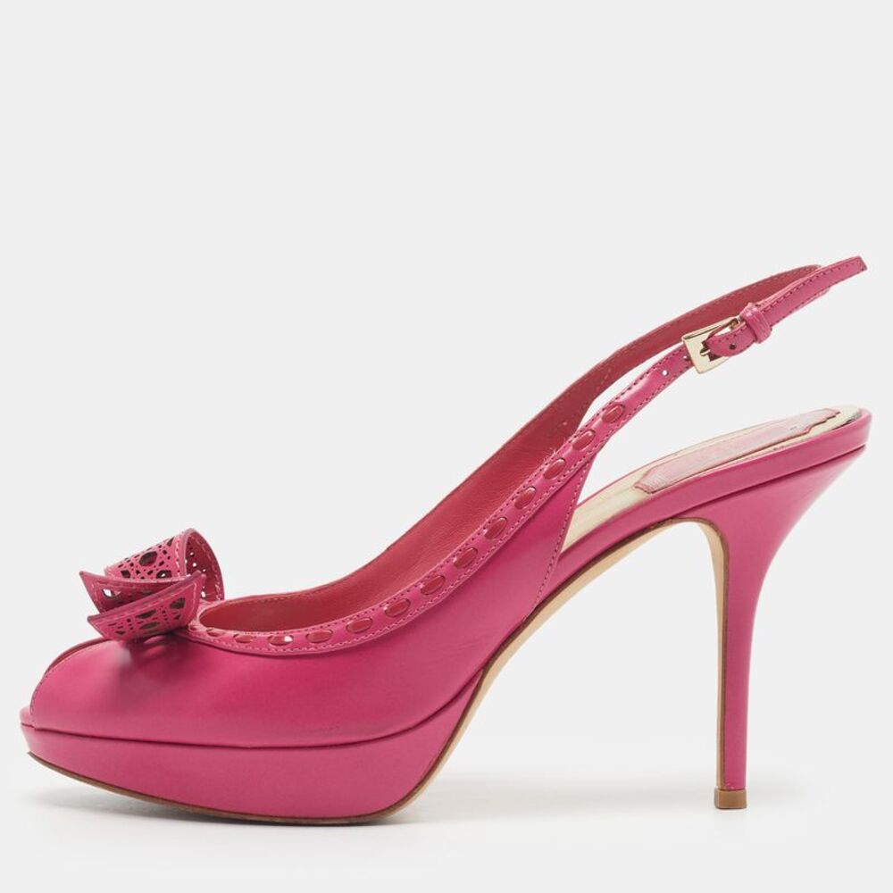 Dior Delicate Size 38 Pink Leather Slingback Pumps